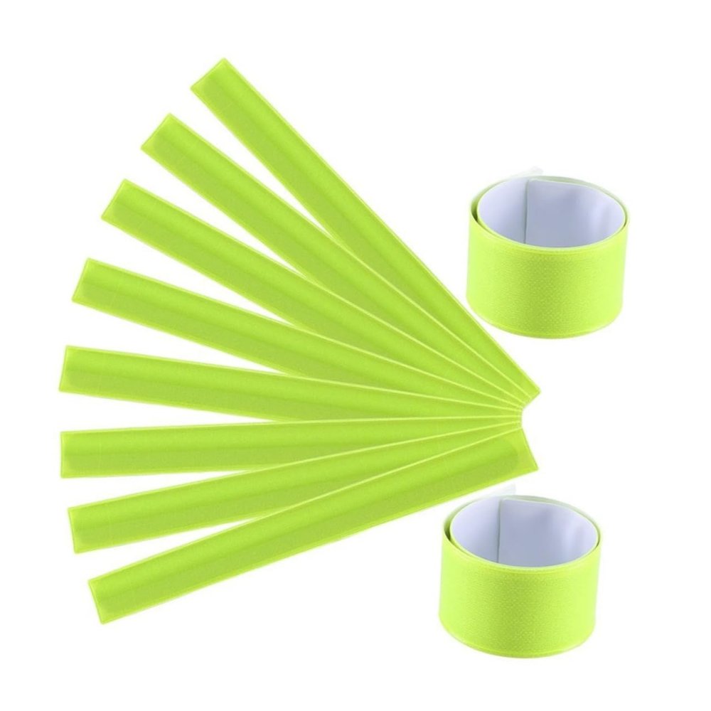 POPETPOP 6pcs Reflective Slap Bands for Night Running Hiking and Walking High Visibility Safety Wrist and Ankle Bracelets Yellow