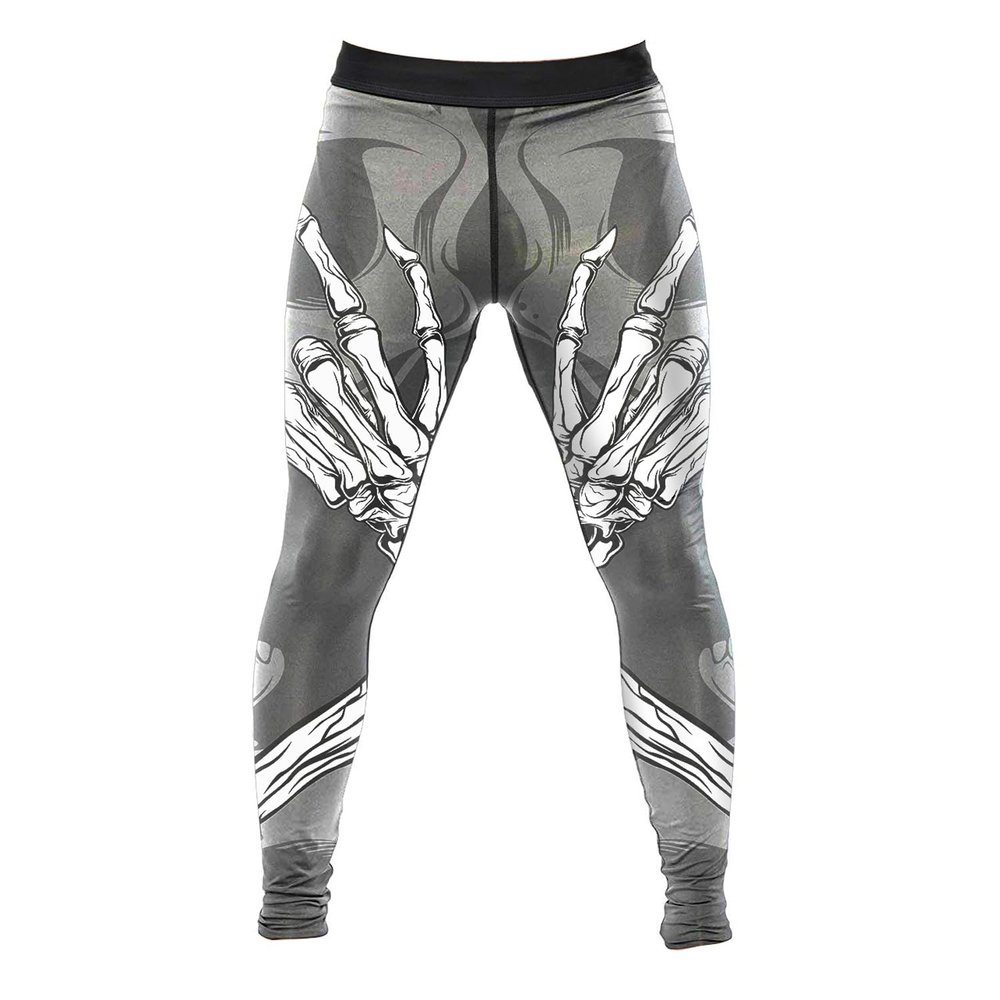 DEHAHA Men's Skull Cycling Tights Quick Dry Compression Pants for no Gi, Large