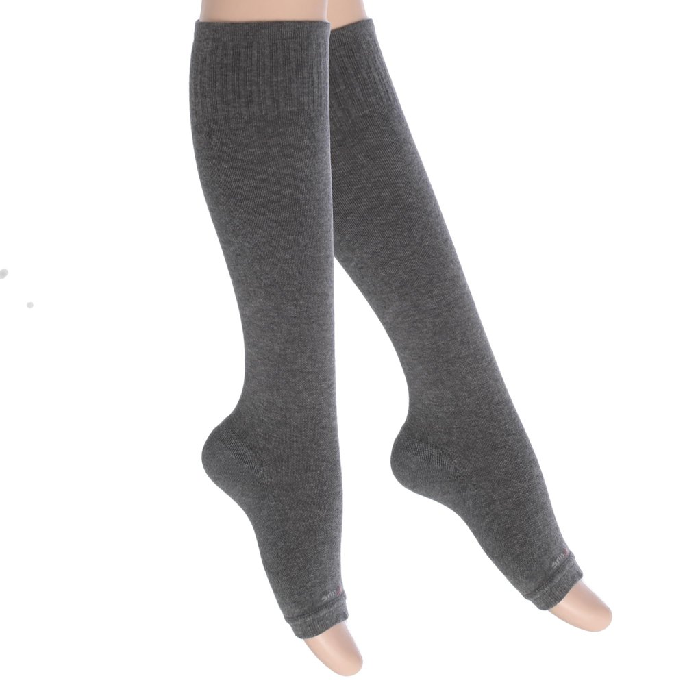 SocksLane Toeless Cotton Compression Socks, 1520 mmHg Graduated Support, Knee-High Medical Compression (Gray X/L)