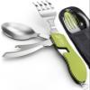 Orblue 4-in-1 Camping Eating Utensils, 2-Pack - Portable Spoon, Fork, Knife & Bottle Opener Combo Set - Stainless Steel Flatware with Detachable Fork - Travel, Backpacking Cutlery Multitool, Green view 1