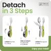 Orblue 4-in-1 Camping Eating Utensils, 2-Pack - Portable Spoon, Fork, Knife & Bottle Opener Combo Set - Stainless Steel Flatware with Detachable Fork - Travel, Backpacking Cutlery Multitool, Green view 3