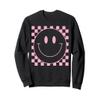 70s Pink Checkered Smile Face Cute Happy Peace Smiling Face Sweatshirt view 1