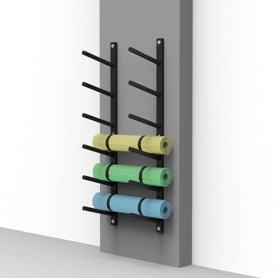 Yoga Mat Rack Wall Mount,Black Metal Yoga Mat Holder Organizer Stand/Foam Roller Storage Rack for Home Gym & Studio,Easy to Install