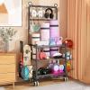 Yoga Mat Storage Floor Yoga Mat Storage Rack,Heavy Duty Workout Equipment Holder with Hooks & Wheels,Home Gym Storage Organizer for Dumbbell Foam Roller view 1