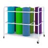 White Yoga Mat Storage Cart Organizer with Wheels,Large Capacity Freestanding Metal Foam Roller Display Stand for Yoga Studio,Home,Gym,Studio,Gym view 1
