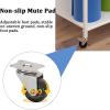 White Yoga Mat Storage Cart Organizer with Wheels,Large Capacity Freestanding Metal Foam Roller Display Stand for Yoga Studio,Home,Gym,Studio,Gym view 4