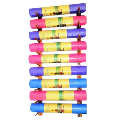 Yoga Mat Storage Rack Natural Wood Yoga Mat Rack Storage,Multifunctional Wall Storage Mount with Display Holder,Adjustable Width (Color: Brown)