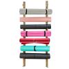 Vertical Yoga Mat Holder Wall Mount Wooden,Foam Roller/Exercise Mats Storgage Rack Shelf,Compact Narrow Flat Yoga Mat Display Stand (Size: 9 Tier) view 1