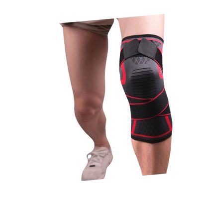 FRCOLOR Fashionable Protective Knee Brace Elastic Compression Sleeve Non-slip Red Single Size Xl for Sports Enthusiasts