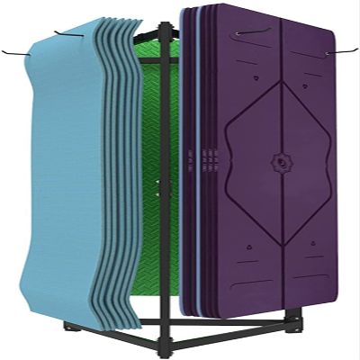 Extra Large Yoga Mat Storage Rack Three-Sided Shelf,Holds 60 Workout Mats,Freestanding Display Stand for Home Gym Fitness Club
