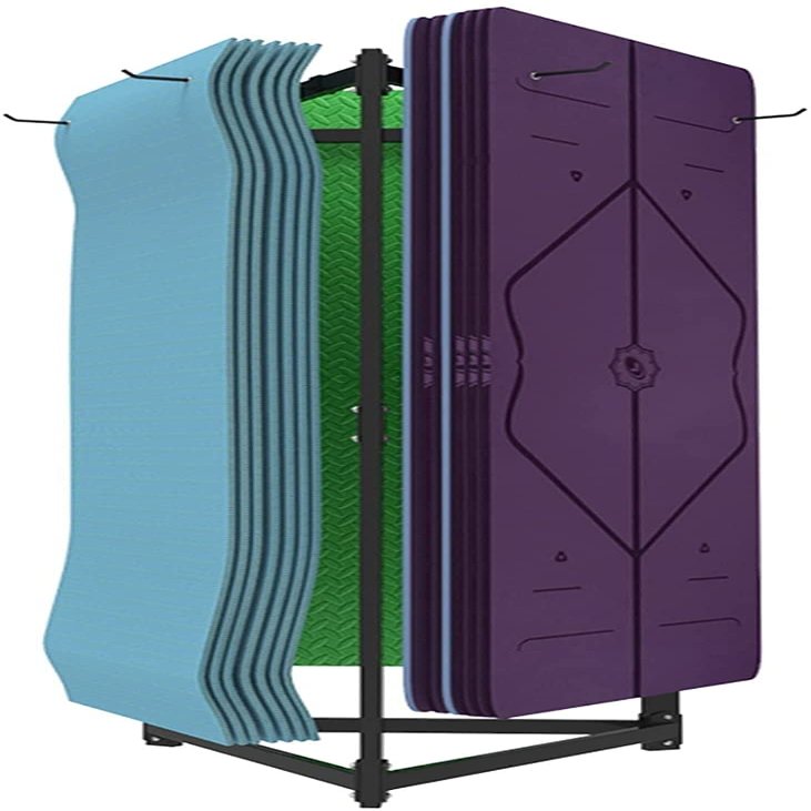 Extra Large Yoga Mat Storage Rack Three-Sided Shelf,Holds 60 Workout Mats,Freestanding Display Stand for Home Gym Fitness Club