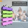 Yoga Mat Shelf Wall Mount,Gym Workout Foam Roller Storage Rack/Holder for Yoga Accessory Strap Bands with 22cm Wide Hook Lip,Shed Garage Towel Organizer Stand, Black view 3