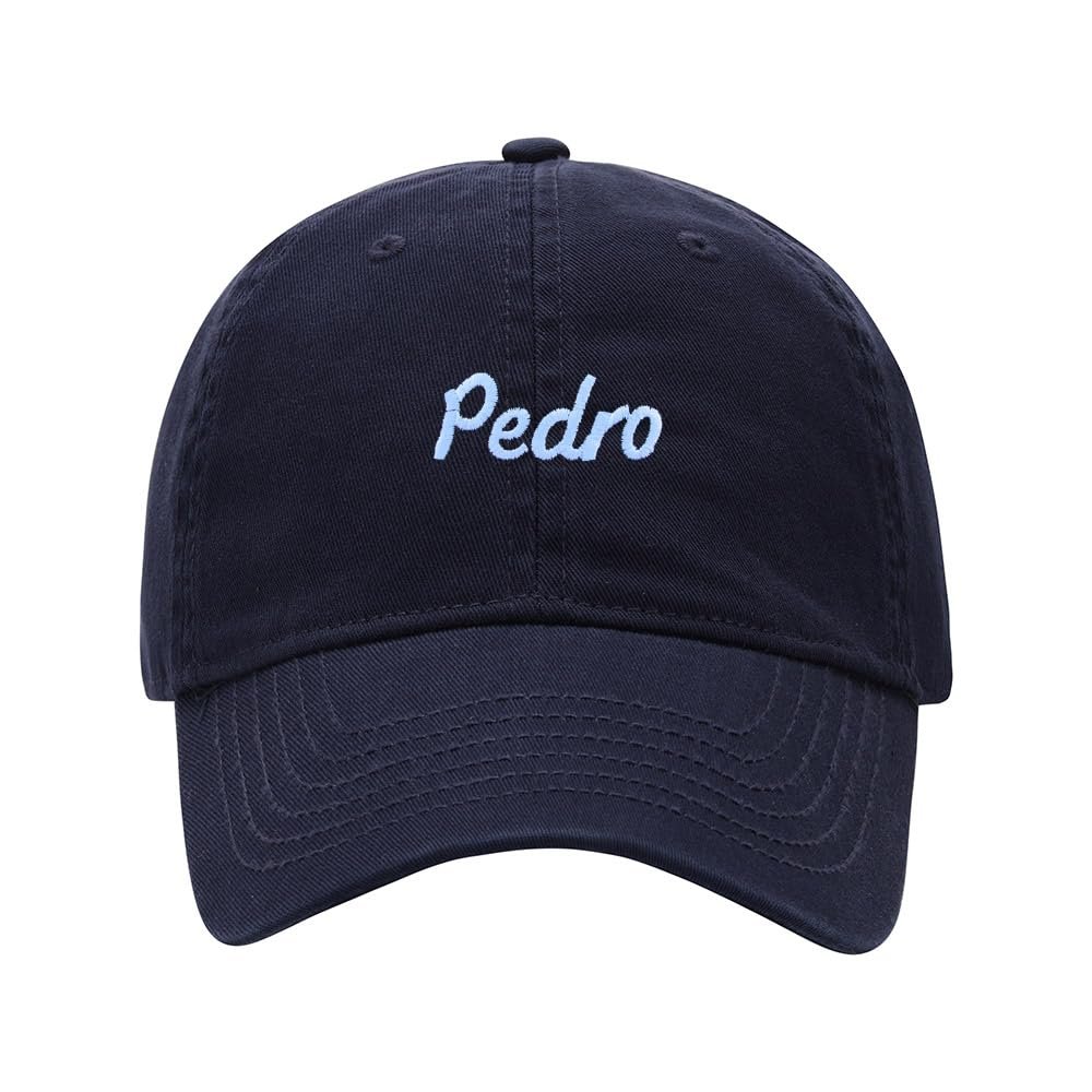 Baseball Cap Men Women Name Pedro Gift Embroidered Unisex Classic Adjustable Strapback Dad Hat (7 1/2,Navy)