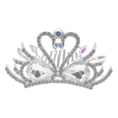 Beatifufu Bridal Crown White Alloy Female Tiara for Bride Wedding