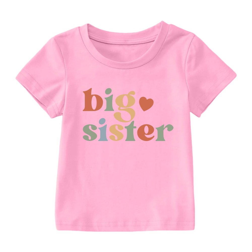 Big Sister Shirt for Girls: Girls Big Sister Shirt Promoted to Big Sister Tshirt Big Sis Announcement Outfit Top 2t 3t 4t Pink