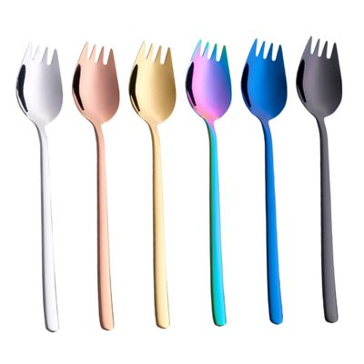 BESPORTBLE 6pcs Silverware Utensils Fork Spoon Sporks Noodle Spoon Snack Forks for Home Restaurant Hotel Party