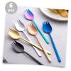 BESPORTBLE 6pcs Silverware Utensils Fork Spoon Sporks Noodle Spoon Snack Forks for Home Restaurant Hotel Party view 4