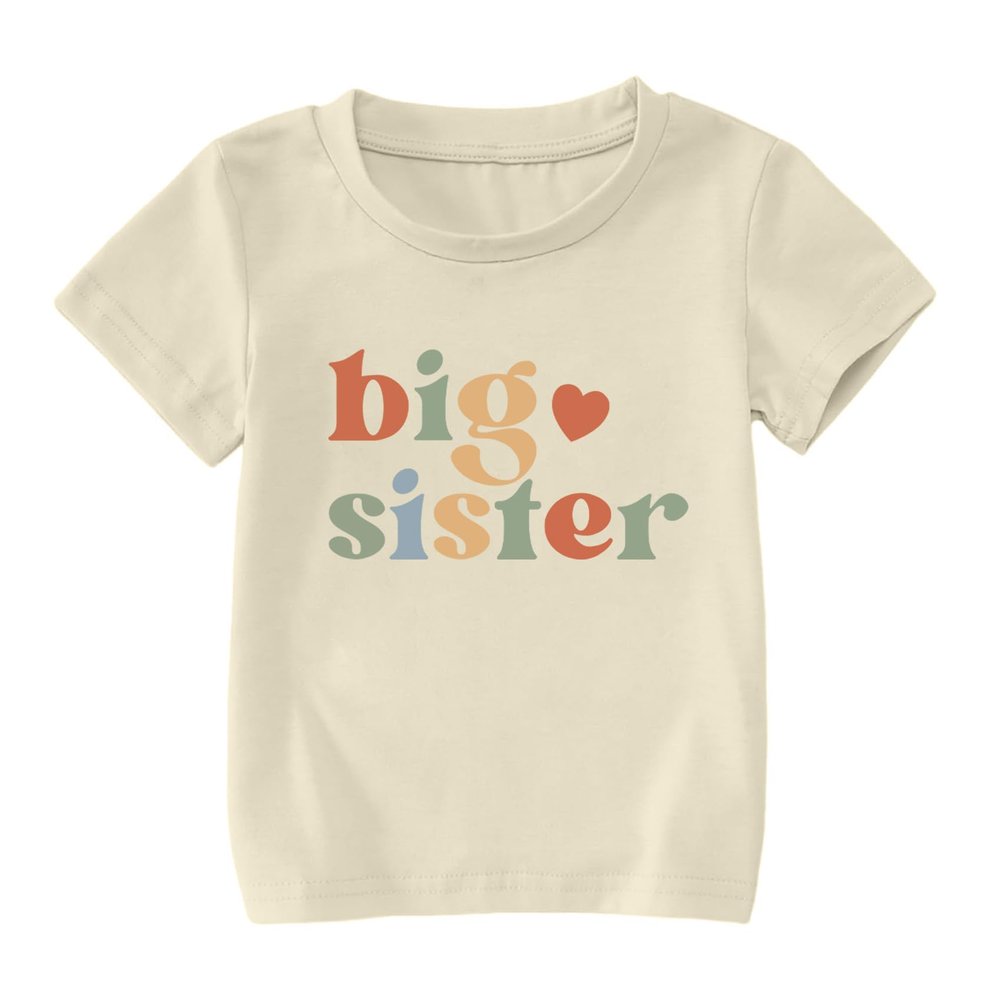 Big Sister Shirt for Girls: Girls Big Sister Shirt Promoted to Big Sister Tshirt Big Sis Announcement Outfit Top 2t 3t 4t Apricot