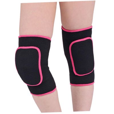 FRCOLOR Knee Protector Brace for Boys and Girls Cotton Sponge Support Sleeves Open Patella Design for Running Dancing Sports Black Rosy Injury Prevention Comfort