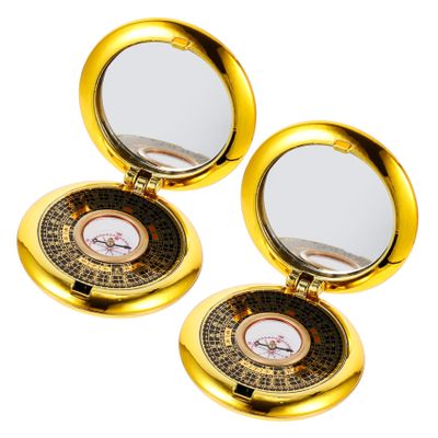 2pcs Round Compass for Camping Hiking Outdoor Navigation and Portable Feng Shui Design Cover for Outdoor Activities