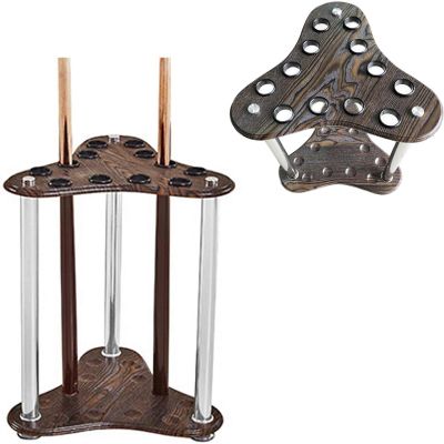 CQBXRD Pool Cue Holder Freestanding Table Accessories Holds 12 Cues - Rack Snooker Cue Stand, with Mounting Accessories, Simple Assembly, Professional Design, Brown Height 60cm Width 34cm