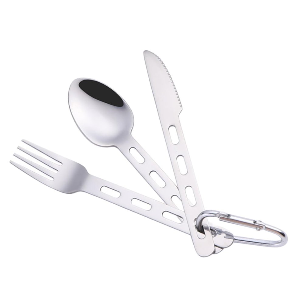 BESPORTBLE Portable Stainless Steel Cutlery Set Reusable Travel Utensils with Spoon Fork and Cutter for Camping Picnics and Outdoor Activities