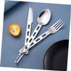 BESPORTBLE Portable Stainless Steel Cutlery Set Reusable Travel Utensils with Spoon Fork and Cutter for Camping Picnics and Outdoor Activities view 4