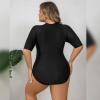IMEKIS Plus Size Rash Guard for Women: Bathing Suit Modest One Piece Rashguard Swimsuit Boyleg Unitard UV Protection Swimwear Surfing Athletic Wetsuit Swim Body Suits Black 16 view 3