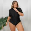 IMEKIS Plus Size Rash Guard for Women: Bathing Suit Modest One Piece Rashguard Swimsuit Boyleg Unitard UV Protection Swimwear Surfing Athletic Wetsuit Swim Body Suits Black 16 view 4