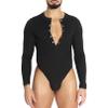 YiZYiF Men's Long Sleeve Ballroom Latin Salsa Dance Shirt Bodysuit Tuxedo Leotard 2# Black A XX-Large view 1