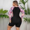 IMEKIS Plus Size Rash Guard for Women: Bathing Suit Modest One Piece Rashguard Swimsuit Boyleg Unitard UV Protection Swimwear Surfing Athletic Wetsuit Swim Body Suits Pink Floral 16 view 3