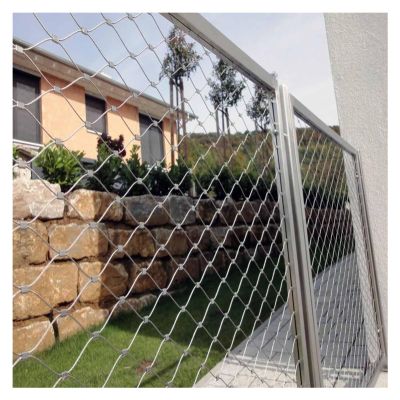 JIwqDY Flexible Stainless Steel Rope Mesh, Garden Netting, Safety Netting for Balcony 10cm/2mm High-Altitude Fall Protection Nets, Plant Climbing Mesh (Color : 10cm/2mm, Size : 0.6x25m/2x82ft)