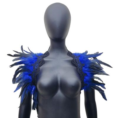 ihreesy Feather Cape Shawl,Women'S Feather Cape Feather Wrap Neck Feather Shrug Cape Shawls Accessories,Royal Blue
