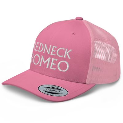 RIVEMUG NG Redneck Romeo Curved Bill Trucker Hat Mid Crown Adjustable Funny Cap Pink