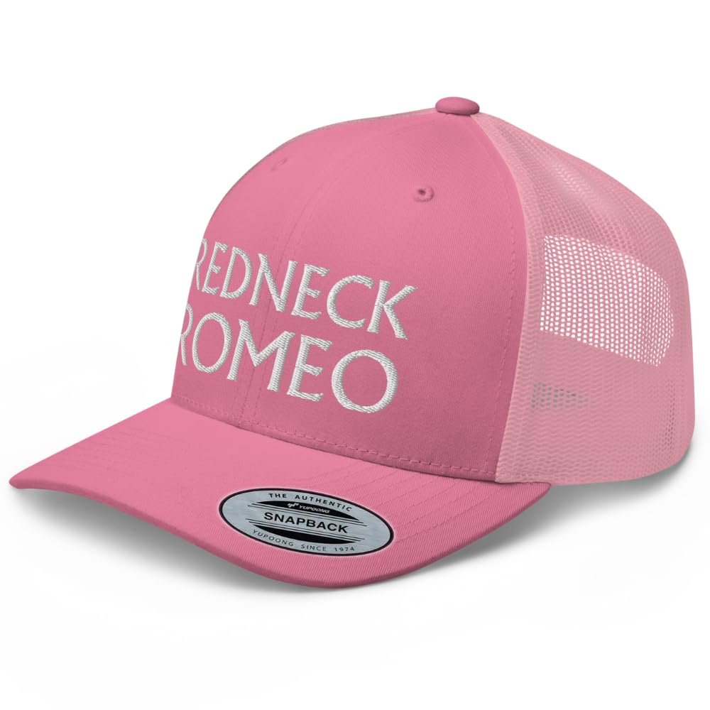 RIVEMUG NG Redneck Romeo Curved Bill Trucker Hat Mid Crown Adjustable Funny Cap Pink