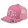 RIVEMUG NG Redneck Romeo Curved Bill Trucker Hat Mid Crown Adjustable Funny Cap Pink view 1