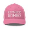 RIVEMUG NG Redneck Romeo Curved Bill Trucker Hat Mid Crown Adjustable Funny Cap Pink view 2