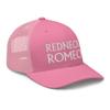 RIVEMUG NG Redneck Romeo Curved Bill Trucker Hat Mid Crown Adjustable Funny Cap Pink view 4