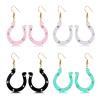 FAERLIIRY Derby Earrings Horseshoe Earrings for Women Derby Day Dangle Earrings Western Kentucky Derby Race Day Earrings Horse Racing Fan Jewelry Horse Racing Accessories, Pink & White & Blue & Black view 1