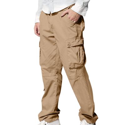 Maiyifu-GJ Casual Cargo Pants for Men Stretch Athletic Joggers Pants Sweatpants Workout Running Hiking Trousers with Pockets (Khaki,3X-Large)