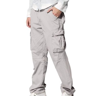 Maiyifu-GJ Casual Cargo Pants for Men Stretch Athletic Joggers Pants Sweatpants Workout Running Hiking Trousers with Pockets (Light Grey,Medium)
