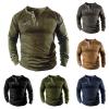 xoxingysm Mens Casual Button Long Sleeve Henley Shirts USA Flag Patriotic Tactical Military Army Training Shirts for Men Stylish Warm Athletic Hiking Tops view 2