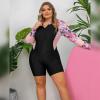 IMEKIS Plus Size Rash Guard for Women: Bathing Suit Modest One Piece Rashguard Swimsuit Boyleg Unitard UV Protection Swimwear Surfing Athletic Wetsuit Swim Body Suits Pink Floral 20 view 2