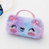 BOLLEY JOSS Girls Kids Eyeglass Case with Handle Cute Unicorn Sunglasses Case Holder Tie Dye Fluffy Plush Faux Fur Hard Shell view 2