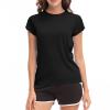 MEETWEE Women Rash Guard Short Sleeve T-Shirts Quick Dry Swim Shirt UPF 50+ UV Sun Protection Lightweight Workout Swim Top Black view 1