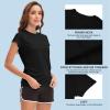MEETWEE Women Rash Guard Short Sleeve T-Shirts Quick Dry Swim Shirt UPF 50+ UV Sun Protection Lightweight Workout Swim Top Black view 3