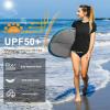 MEETWEE Women Rash Guard Short Sleeve T-Shirts Quick Dry Swim Shirt UPF 50+ UV Sun Protection Lightweight Workout Swim Top Black view 4