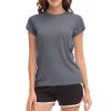 MEETWEE Women Rash Guard Short Sleeve T-Shirts Quick Dry Swim Shirt UPF 50+ UV Sun Protection Lightweight Workout Swim Top Gray view 1
