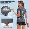 MEETWEE Women Rash Guard Short Sleeve T-Shirts Quick Dry Swim Shirt UPF 50+ UV Sun Protection Lightweight Workout Swim Top Gray view 2