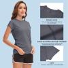 MEETWEE Women Rash Guard Short Sleeve T-Shirts Quick Dry Swim Shirt UPF 50+ UV Sun Protection Lightweight Workout Swim Top Gray view 3